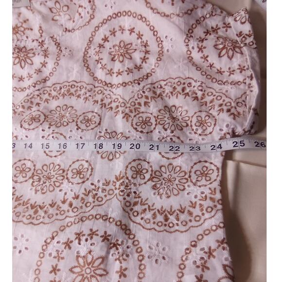 Mostaza Top Junior Girl Casual  Size Medium Color White and Brown - Picture 4 of 6